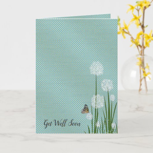 Binnenkort vlinder op pufbloem kaart (Gele Bloem)