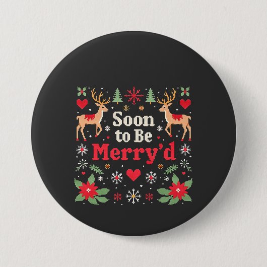 Binnenkort Vrolijk Getrouwd Grappige Kerst Koppels Ronde Button 7,6 Cm (Voorkant)