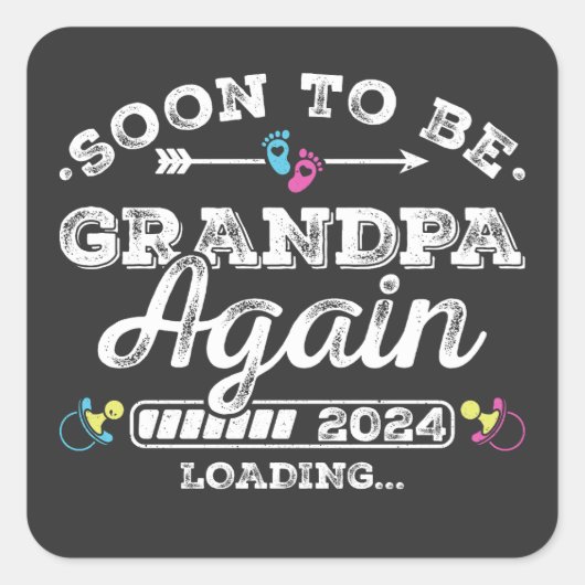 Binnenkort weer opa 2024 laden vierkante sticker (Voorkant)
