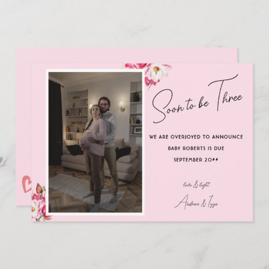 Binnenkort worden drie foto zwangerschap aankondig aankondiging (Voorkant / Achterkant)