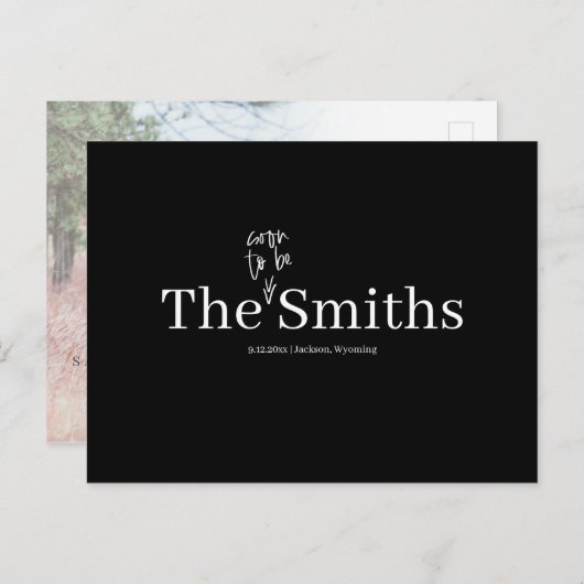 Binnenkort wordt Jouw naam bruiloft Save the Date Aankondigingskaart (Voorkant / Achterkant)