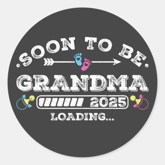 Binnenkort wordt oma 2025 Loading Ronde Sticker (Voorkant)