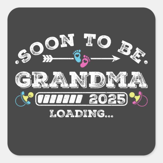 Binnenkort wordt oma 2025 Loading Vierkante Sticker (Voorkant)