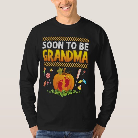 Binnenkort wordt oma kleine voetafdruk Halloween p T-shirt (Voorkant)