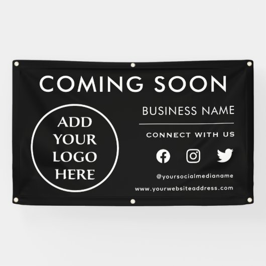 Binnenkort Zakelijke Professionele Bedrijfsnaam Spandoek (Horizontaal)