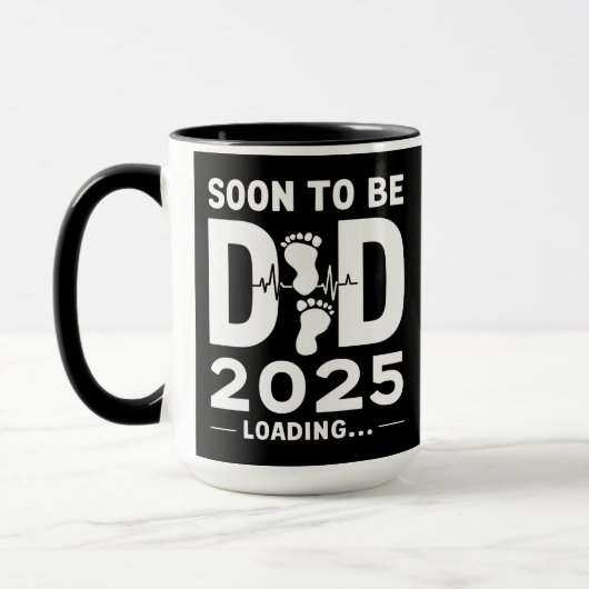 Binnenkort zal papa est 2025 nieuwe papa worden mok (Links)