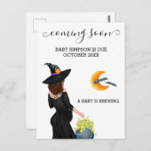 Binnenkort zwangerschapsaankondiging heks Hallowee Briefkaart (Voorkant / Achterkant)