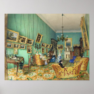 Binnenland van een woonkamer, 1847 poster