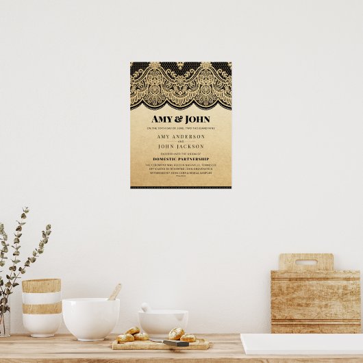 "Binnenlands Partnerschap" Lace Wedding Certifiate Poster (Keuken)