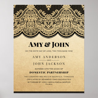 "Binnenlands Partnerschap" Lace Wedding Certifiate Poster