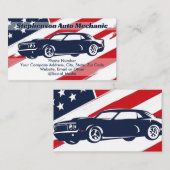 Binnenlandse Amerikaanse vlag Auto Mechanic Servic Visitekaartje (Voorkant / Achterkant)
