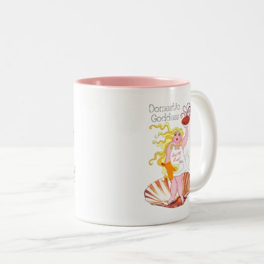 "Binnenlandse godin" - Kus de Cook! Tweetone koffi Tweekleurige Koffiemok (Voorkant rechts)