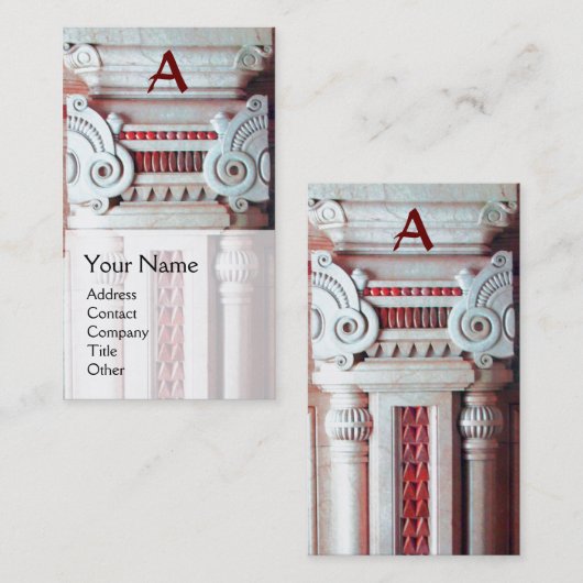 BINNENLANDSE ONTWERPER, ARCHITECTUUR Monogram Rood Visitekaartje (Voorkant / Achterkant)