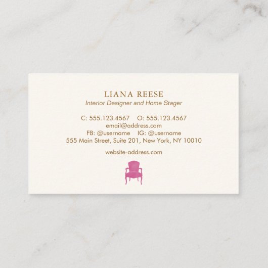 Binnenlandse Ontwerper Burgundy, Frans voorzitter  Visitekaartje (Achterkant)