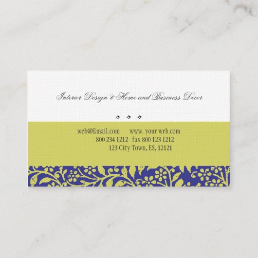 Binnenlandse Ontwerper Decor Green Promotional Mod Visitekaartje (Achterkant)