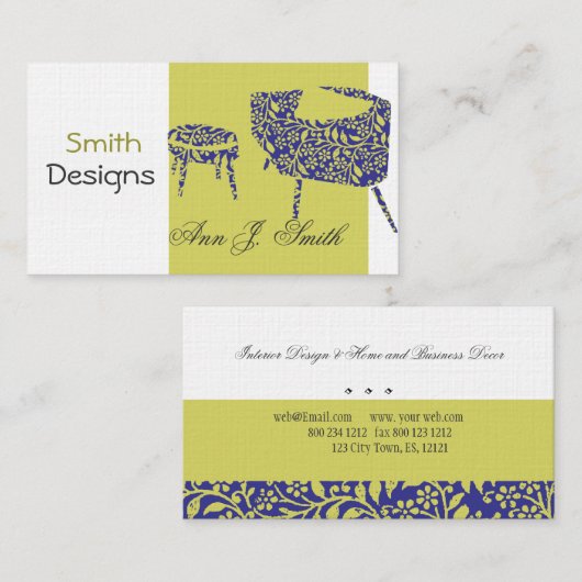 Binnenlandse Ontwerper Decor Green Promotional Mod Visitekaartje (Voorkant / Achterkant)