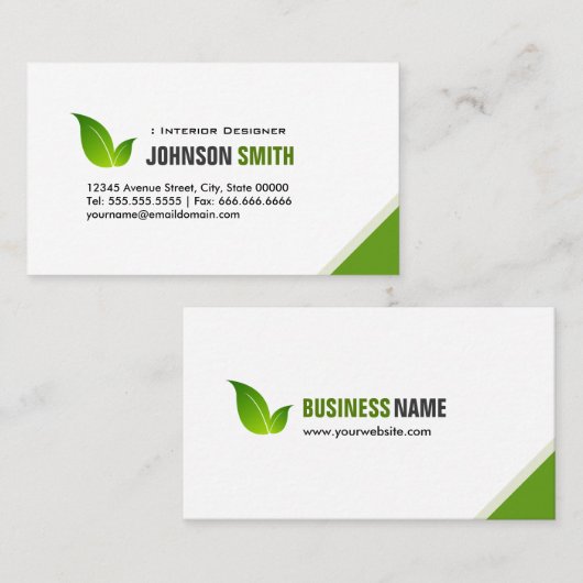 Binnenlandse ontwerper - Elegant modern groen Visitekaartje (Voorkant / Achterkant)