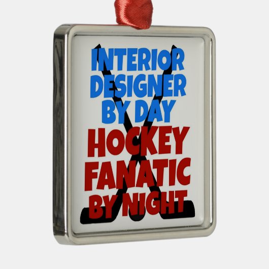 Binnenlandse ontwerper houdt van Hockey Metalen Ornament (Rechts)
