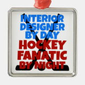 Binnenlandse ontwerper houdt van Hockey Metalen Ornament (Voorkant)