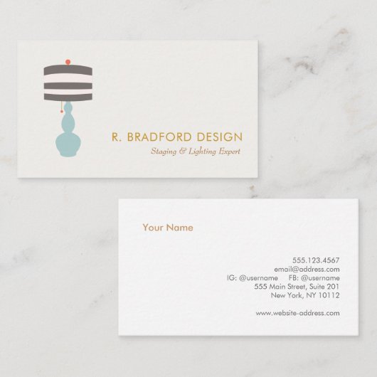 Binnenlandse ontwerper Startdecorteerdecor Visitekaartje (Voorkant / Achterkant)