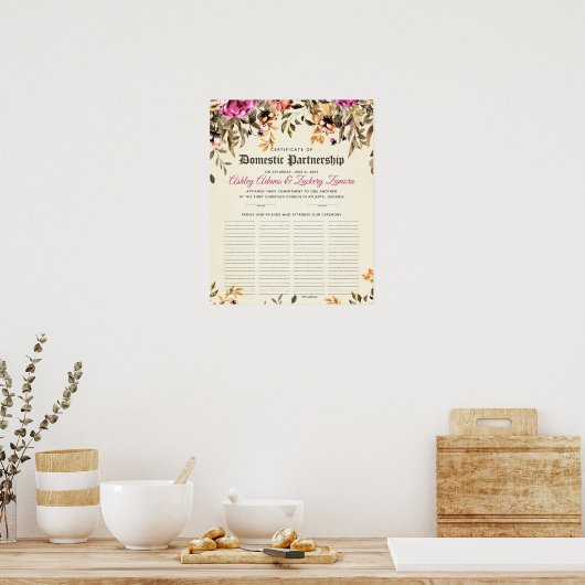 Binnenlandse Partnerschap Gastboek WeddingCertific Poster (Keuken)