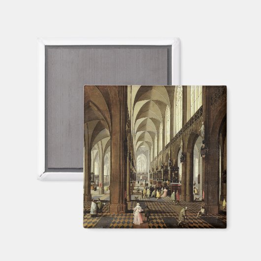 Binnenlandse Zaken Antwerpse kathedraal, c.1650 Magneet (Voorkant / Achterkant)