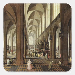 Binnenlandse Zaken Antwerpse kathedraal, c.1650 Vierkante Sticker
