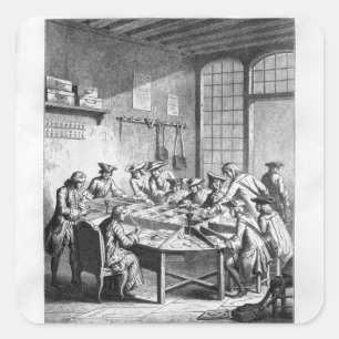 Binnenlandse Zaken van de "Small Post Kantoor" in  Vierkante Sticker