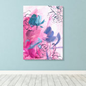 Binnenmuziek - Floral Sketch Canvas Afdruk (Insitu (Houten vloer))