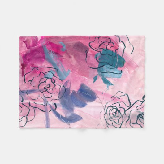 Binnenmuziek - Floral Sketch Fleece Deken (Voorkant (Horizontaal))