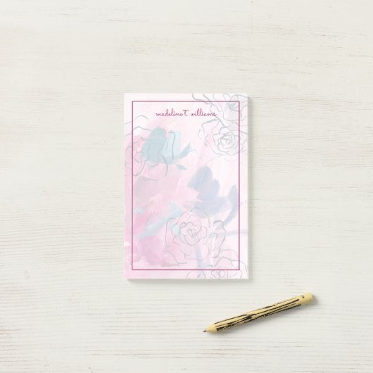 Binnenmuziek - Floral Sketch Post-it® Notes (Op bureau)