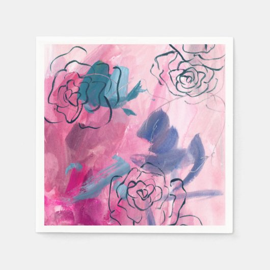 Binnenmuziek - Floral Sketch Servet (Voorkant)