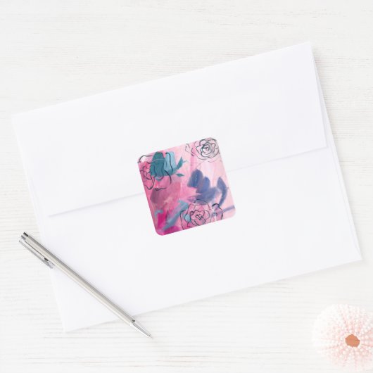 Binnenmuziek - Floral Sketch Vierkante Sticker (Envelop)