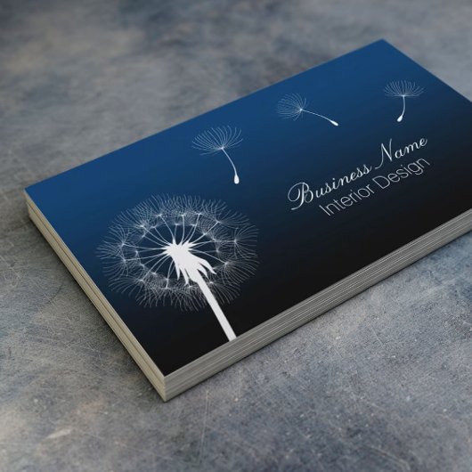Binnenontwerp Elegant Navy Blue Dandelion Visitekaartje