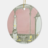 Binnenontwerp voor een brasserie, afbeelding van keramisch ornament (Links)