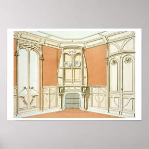 Binnenontwerp voor een eetkamer, afbeelding voor poster