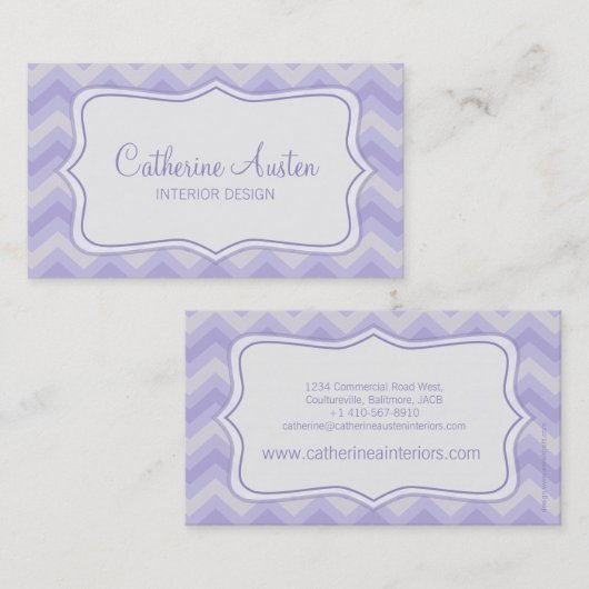 Binnenontwerp zigzag paars grijs visitekaartje (Voorkant / Achterkant)