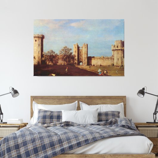 Binnenplaats van Warwick Castle Canaletto Canvas Afdruk (Insitu (Slaapkamer))