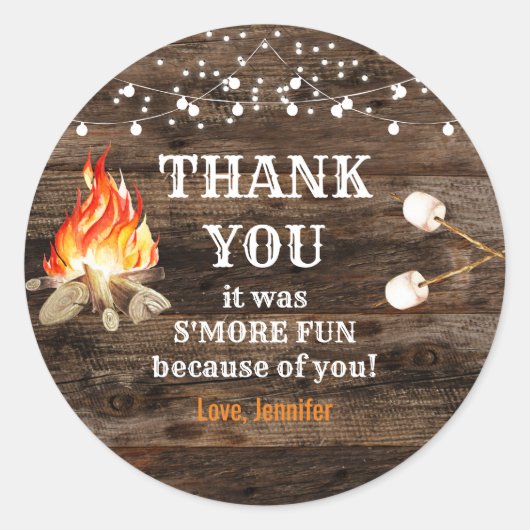 Binnenplaats vreugdevuur ronde sticker (Voorkant)