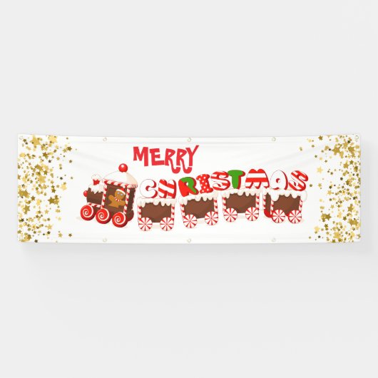 Binnenshuis aangepaste banner-Merry-kersttrein Spandoek (Horizontaal)