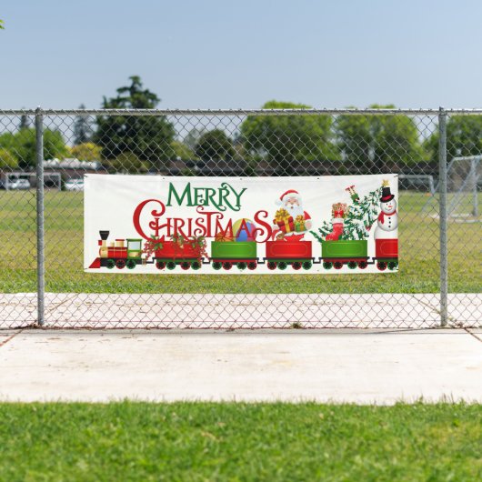Binnenshuis aangepaste banner-Merry-kersttrein Spandoek (Insitu)