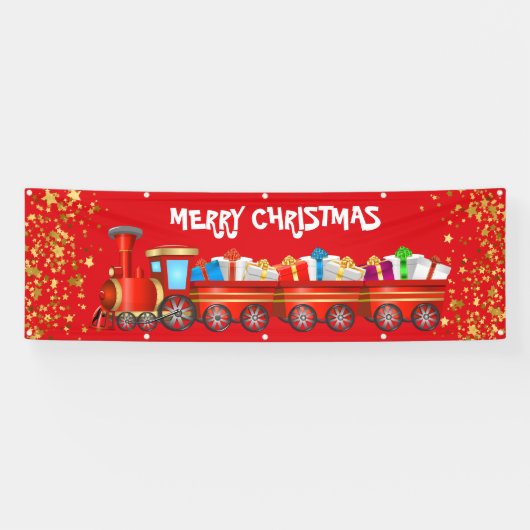 Binnenshuis aangepaste banner-Merry-kersttrein Spandoek (Horizontaal)