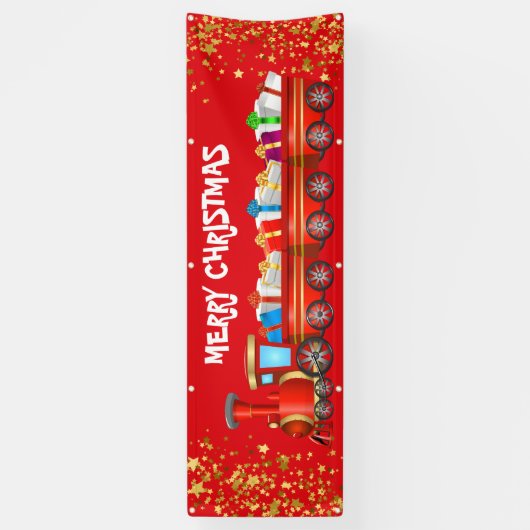 Binnenshuis aangepaste banner-Merry-kersttrein Spandoek (Verticaal)