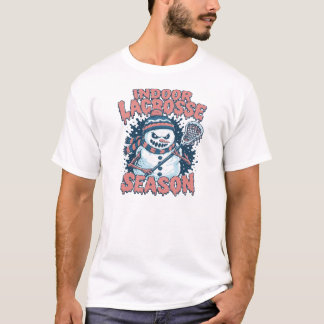 Binnenshuis Lacrosse Seizoen Boze Sneeuwman Winter T-shirt