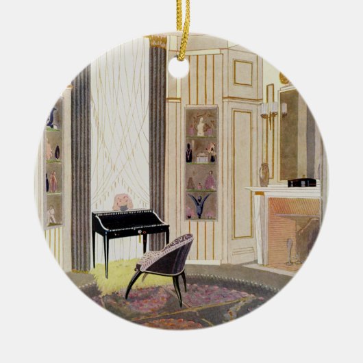 Binnenshuis met door Ruhlmann ontworpen meubelen,  Keramisch Ornament (Voorkant)