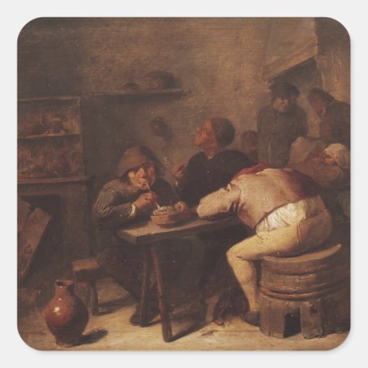 Binnenshuis met rokers vierkante sticker (Voorkant)