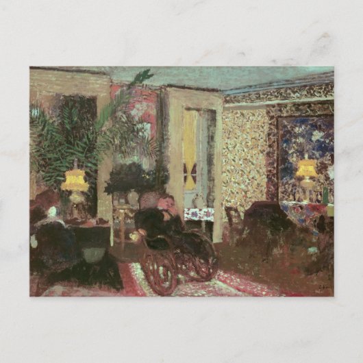Binnenshuis of, The Salon met Drie Lampen, 1899 Briefkaart (Voorkant)