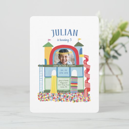 Binnenspeelplaats Kinderen Birthday Foto Kaart (Staand voorkant)