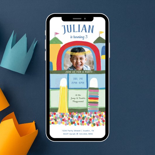 Binnenspeelplaats Kinderen van Birthday Party Foto Kaart