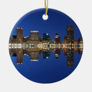 binnenstad Baltimore Maryland Dusk Skyline Reflect Keramisch Ornament